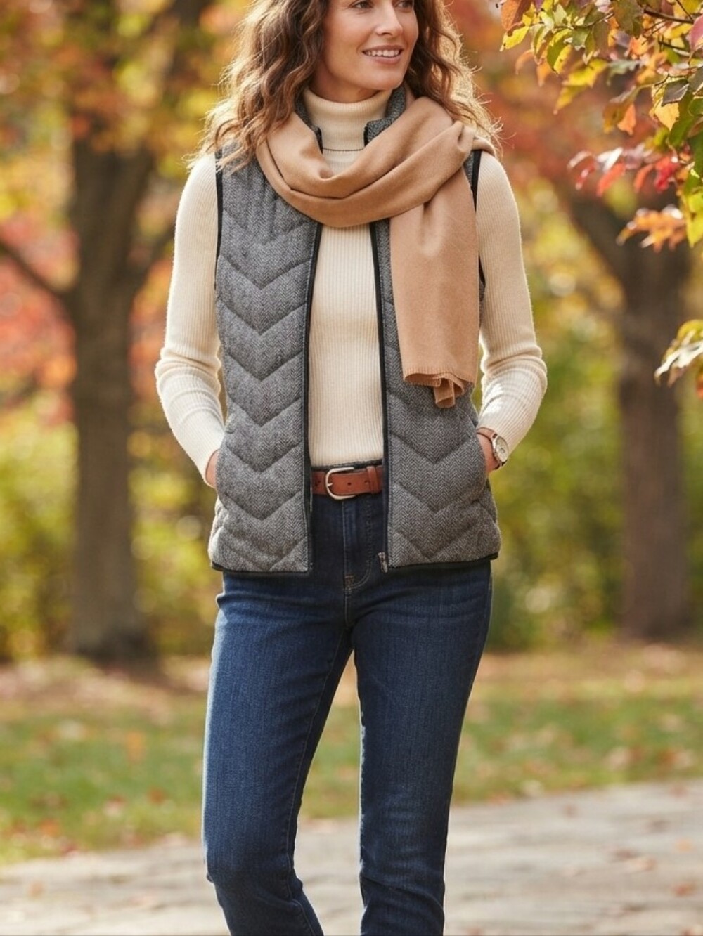 Cozy Herringbone Quilted Vest – Perfect Fall Layer